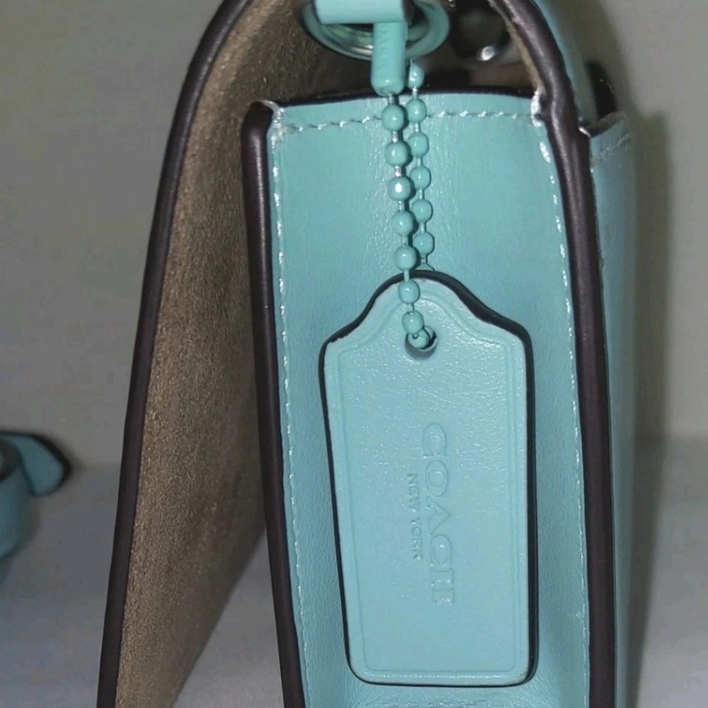 Coach Toni Smooth Leather Crossbody Shoulder Clutch Blue Silver Hardware CT778 - Picture 4 of 15
